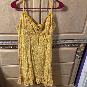 No Boundaries Yellow Floral Spaghetti-Strap Mini Dress
